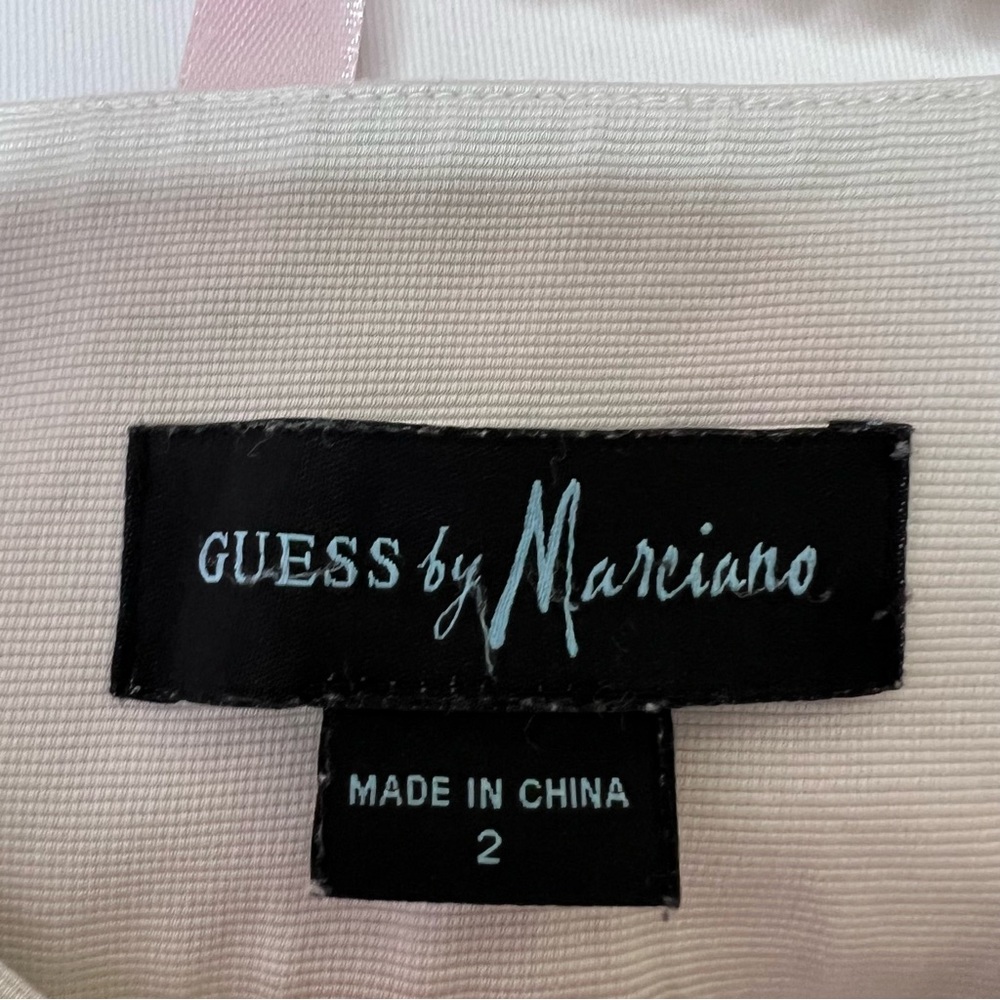 Guess by Marciano Pants white cream belted silver details zip up side stretchy - Picture 7 of 8